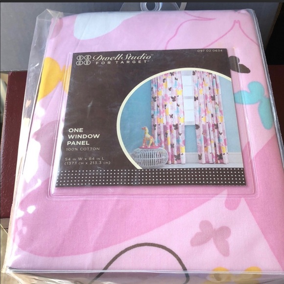 Other - New Dwell Studio Pink Butterfly Window Panel Curtain 54”X 84”
